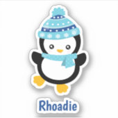 Trendy Winter Pinguïn Sticker (Voorkant)
