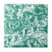 Trendy Wit Blauw - Groen Marmeren Steen - Abstract Tegeltje (Voorkant)