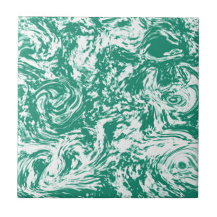 Trendy Wit Blauw - Groen Marmeren Steen - Abstract Tegeltje