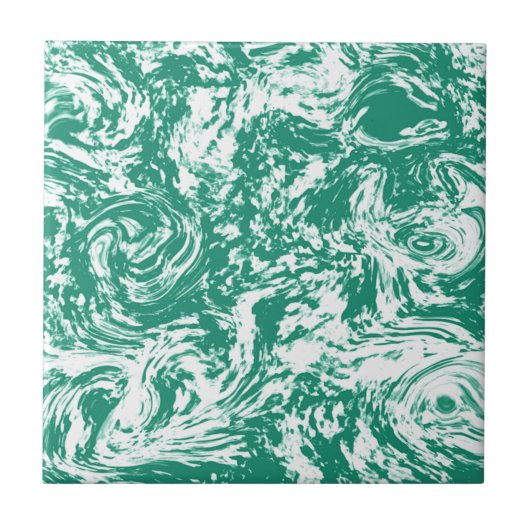 Trendy Wit Blauw - Groen Marmeren Steen - Abstract Tegeltje (Voorkant)