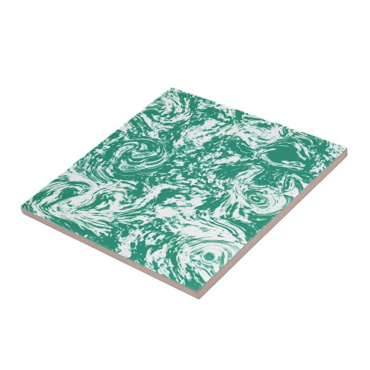 Trendy Wit Blauw - Groen Marmeren Steen - Abstract Tegeltje (Zijkant)