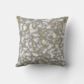 Trendy wit en goud glinsterend marmer abstract kussen (Achterkant)