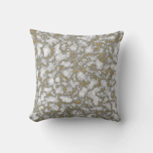 Trendy Wit en goud glitter marmer abstract Kussen