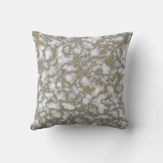 Trendy wit en gouden glitters marmer abstract  kussen (Achterkant)
