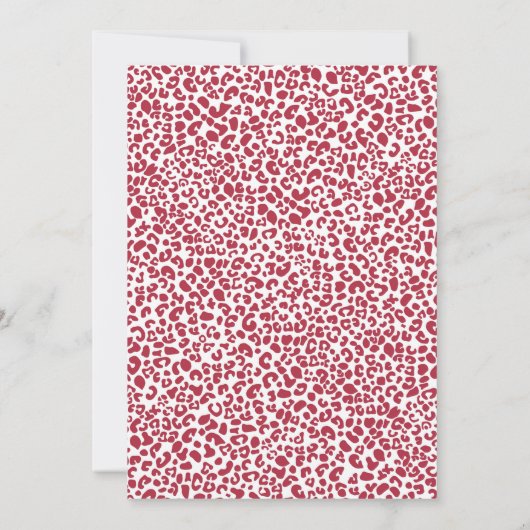Trendy Wit en Rood Leopard Print Vrijgezellenfeest Kaart (Achterkant)