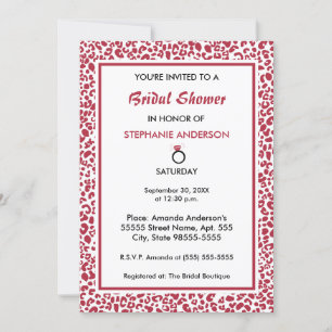 Trendy Wit en Rood Leopard Print Vrijgezellenfeest Kaart