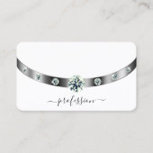 Trendy wit en zilver met diamanten monogrammed visitekaartje (Voorkant)