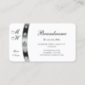 Trendy wit en zilver met diamanten monogrammed visitekaartje (Achterkant)