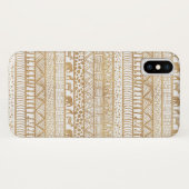 Trendy Wit Goud Tribal Afrikaans Patroon Case-Mate iPhone Case (Achterkant (horizontaal))
