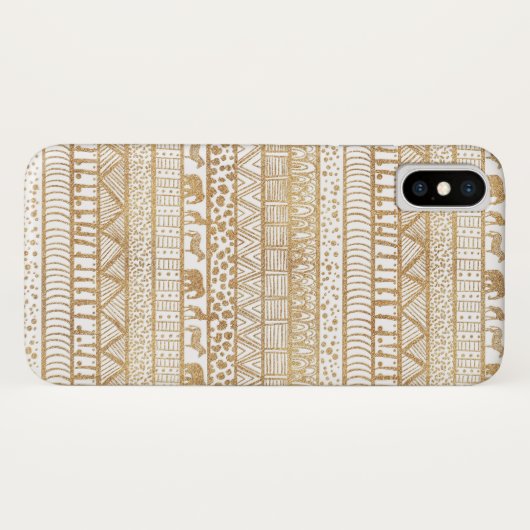 Trendy Wit Goud Tribal Afrikaans Patroon Case-Mate iPhone Case (Achterkant (horizontaal))