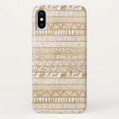 Trendy Wit Goud Tribal Afrikaans Patroon Case-Mate iPhone Case (Achterkant)