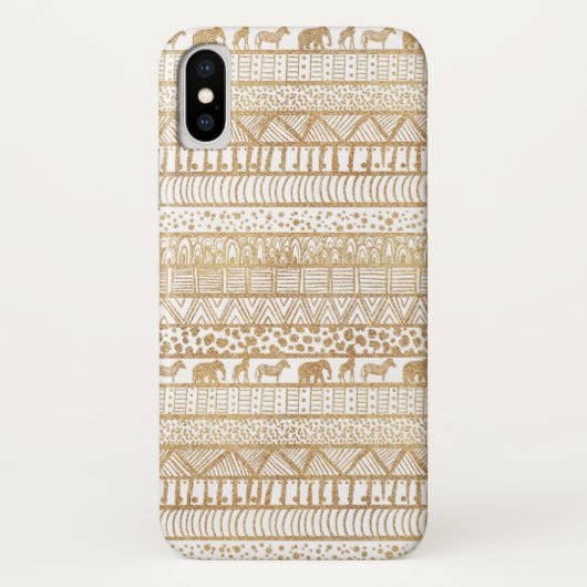 Trendy Wit Goud Tribal Afrikaans Patroon Case-Mate iPhone Case (Achterkant)