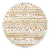 Trendy Wit Goud Tribal Afrikaans Patroon Keramische Knop (Voorkant)