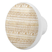 Trendy Wit Goud Tribal Afrikaans Patroon Keramische Knop (Rechts)