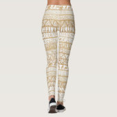 Trendy Wit Goud Tribal Afrikaans Patroon Leggings (Achterkant)