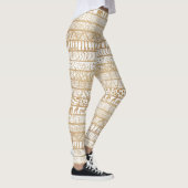 Trendy Wit Goud Tribal Afrikaans Patroon Leggings (Rechts)