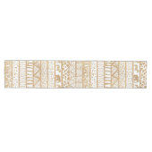 Trendy Wit Goud Tribal Afrikaans Patroon Medium Tafelloper (Horizontaal)