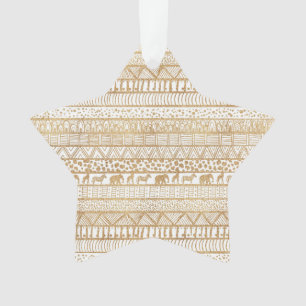 Trendy Wit Goud Tribal Afrikaans Patroon Ornament