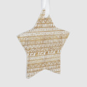 Trendy Wit Goud Tribal Afrikaans Patroon Ornament (voorkant)