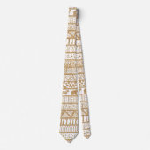 Trendy Wit Goud Tribal Afrikaans Patroon Stropdas (Voorkant)