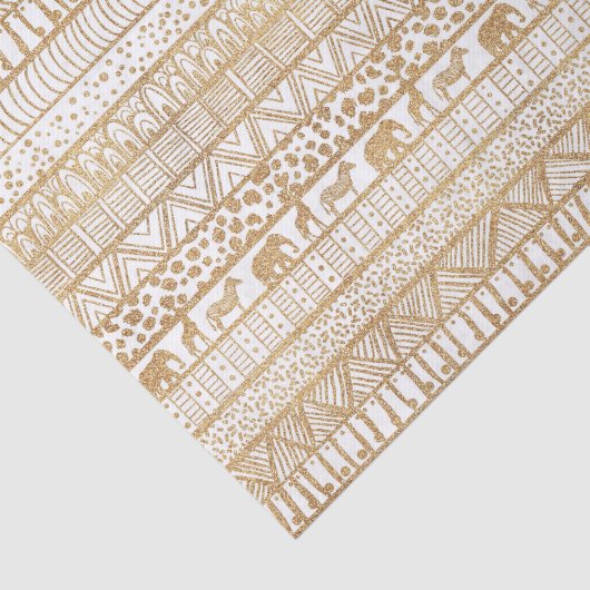 Trendy Wit Goud Tribal Afrikaans Patroon Tissuepapier (Detail)