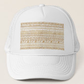 Trendy Wit Goud Tribal Afrikaans Patroon Trucker Pet (Voorkant)