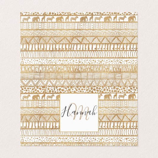 Trendy Wit Goud Tribal Afrikaans Patroon Visitekaartje (Buitenkant ongevouwen)