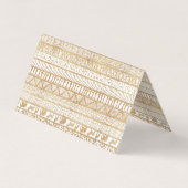 Trendy Wit Goud Tribal Afrikaans Patroon Visitekaartje (Achterkant)