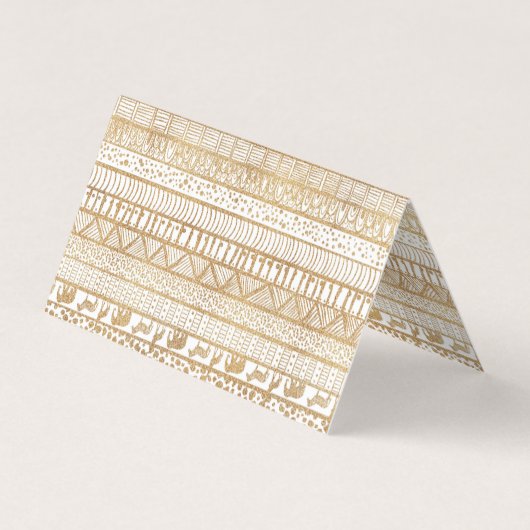 Trendy Wit Goud Tribal Afrikaans Patroon Visitekaartje (Achterkant)