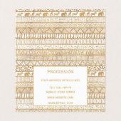 Trendy Wit Goud Tribal Afrikaans Patroon Visitekaartje (Binnenkant ongevouwen)