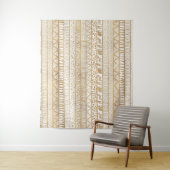 Trendy Wit Goud Tribal Afrikaans Patroon Wandkleed (In situ)