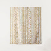 Trendy Wit Goud Tribal Afrikaans Patroon Wandkleed (Voorkant)