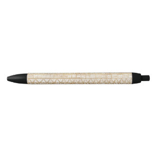 Trendy Wit Goud Tribal Afrikaans Patroon Zwarte Inkt Pen