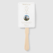 Trendy wit & gouden paar foto bruiloft programma handwaaier (Voorkant)