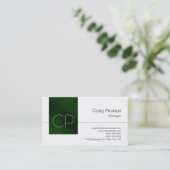 Trendy wit groen helder monogram Visitekaartje (Staand voorkant)