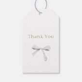Trendy wit lint bruiloft dank u cadeaulabel (Voorkant)