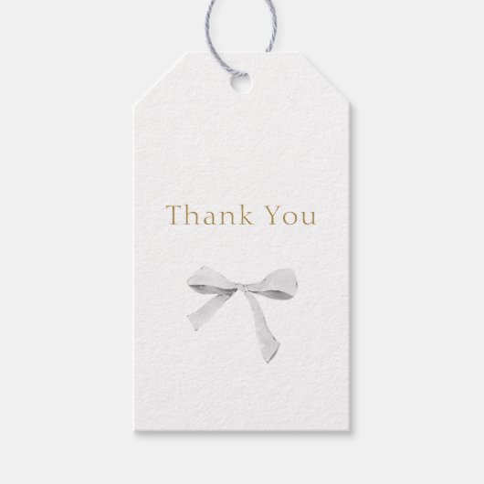 Trendy wit lint bruiloft dank u cadeaulabel (Voorkant)