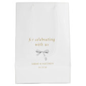 Trendy wit lint bruiloft dank u medium cadeauzakje (Achterkant)