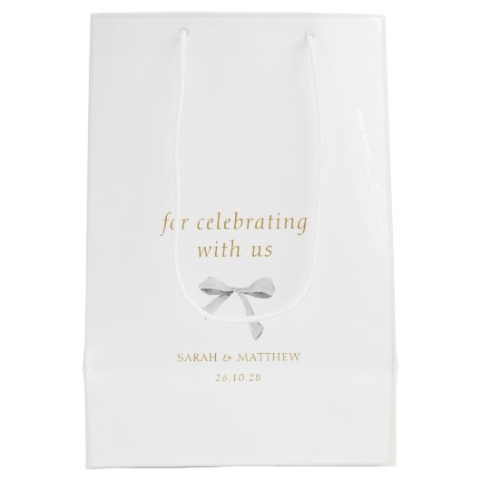 Trendy wit lint bruiloft dank u medium cadeauzakje (Achterkant)