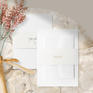 Trendy wit lint bruiloft uitnodigingen wikkel