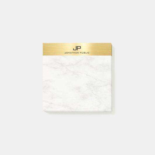 Trendy wit marmer elegante moderne gouden look post-it® notes (Voorkant)