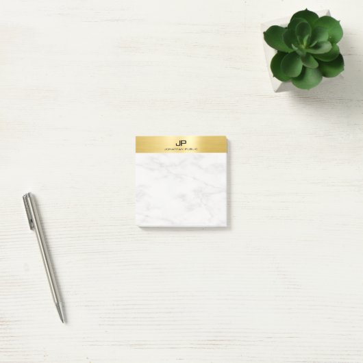 Trendy wit marmer elegante moderne gouden look post-it® notes (Kantoor)