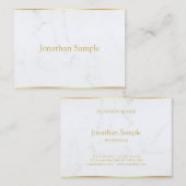 Trendy wit marmer gouden tekst modern elegant visitekaartje (Voorkant / Achterkant)