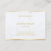 Trendy wit marmer gouden tekst modern elegant visitekaartje (Achterkant)