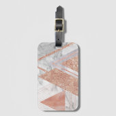 Trendy wit marmer Roos gouden driehoeken geometris Bagagelabel (Voorkant (verticaal))