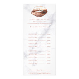 Trendy wit marmer Roos gouden lippen prijslijst Reclamekaart