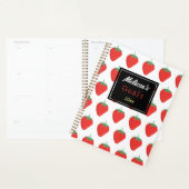 Trendy wit rood aardbeienpatroon & zwart op maat planner (Display)