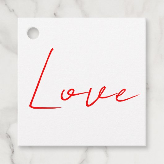 Trendy wit rood liefde bruiloft handschrift naam bedankjes labels (Voorkant)