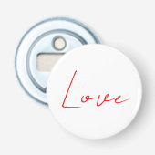 Trendy wit rood liefde bruiloft handschrift naam button flesopener (Voorkant)