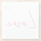 Trendy wit rood liefde bruiloft handschrift naam glazen onderzetter (Achterkant)